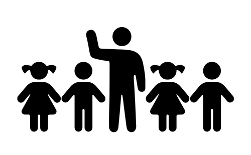 Image of an adult with four children, two on other side