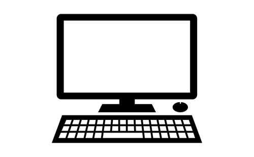 Image of a computer with screen, mouse, and keyboard