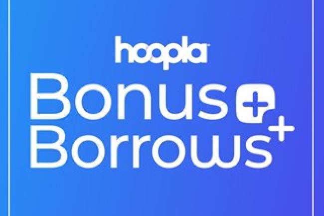 Hoopla Bonus Borrows - white text on solid background