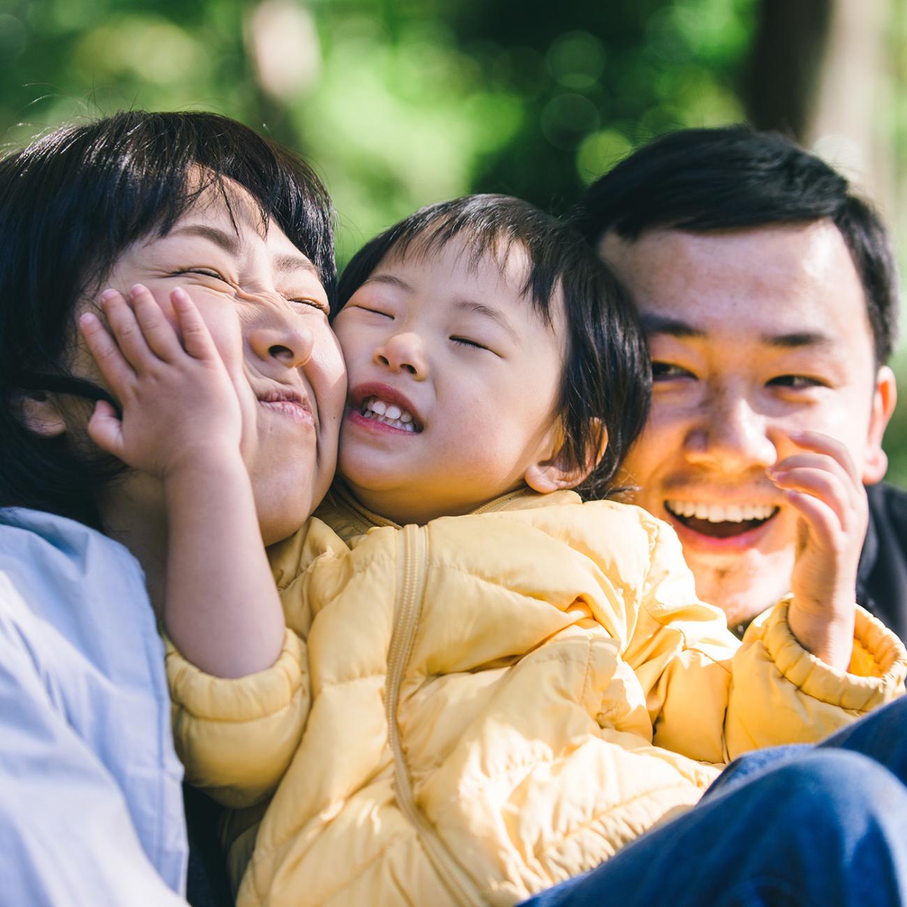 young family outdoors