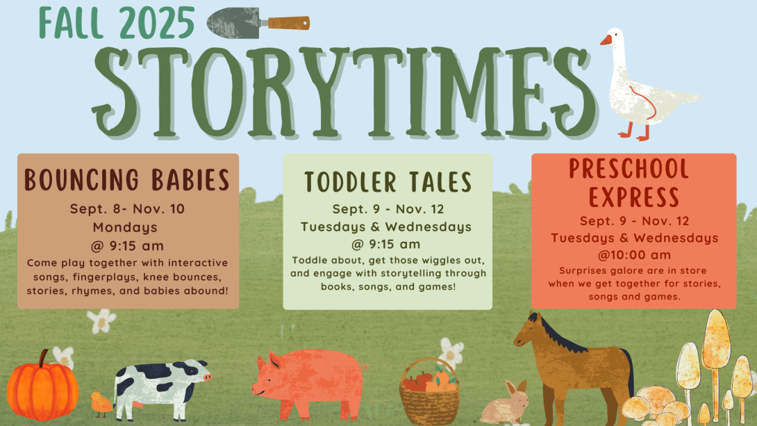 Farm animals highlight different storytimes going on at the Downtown Library.